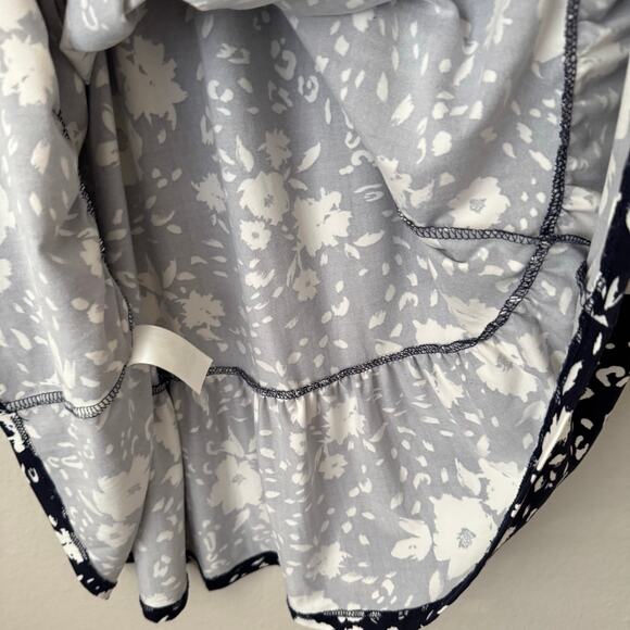 French Grey Womens Blue White Midi Dress Trumpet Flowy Elegant Strap Size Medium - Picture 11 of 11